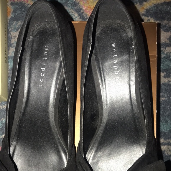 New black short heel shoes with side bow - Picture 3 of 9